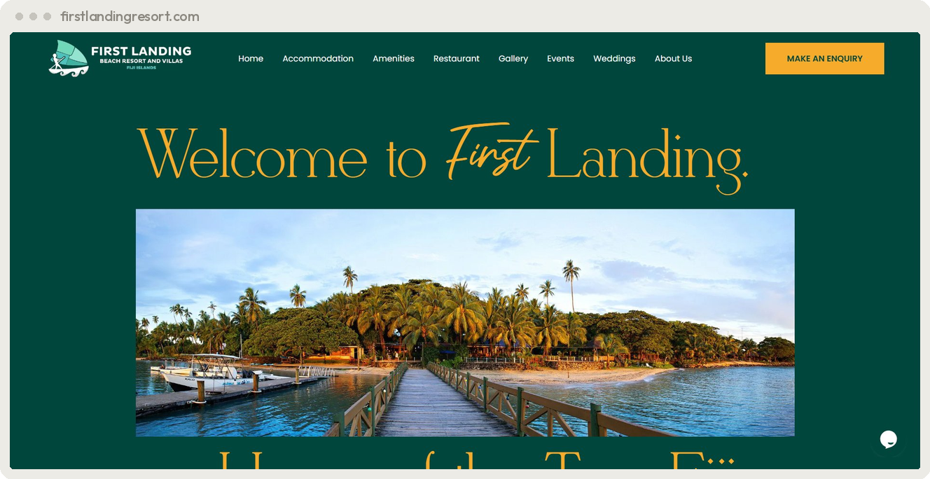 First Landing Resort Fiji hospitality website built by SpiderWebs Solomon Islands