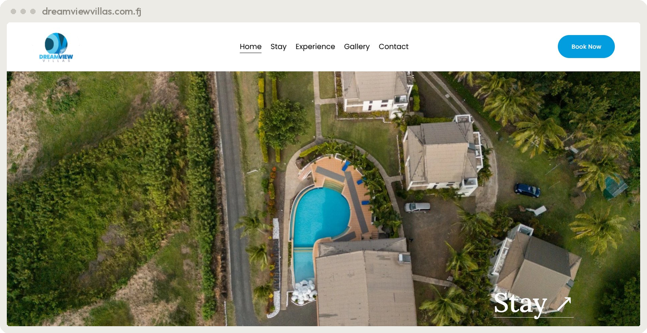 Dreamview Villas Fiji boutique villa-stay website built by SpiderWebs Solomon Islands