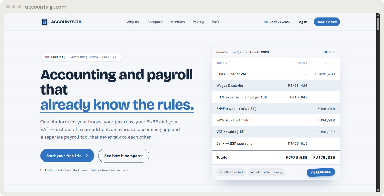AccountsFiji cloud accounting and payroll SaaS for Fiji built by SpiderWebs Solomon Islands