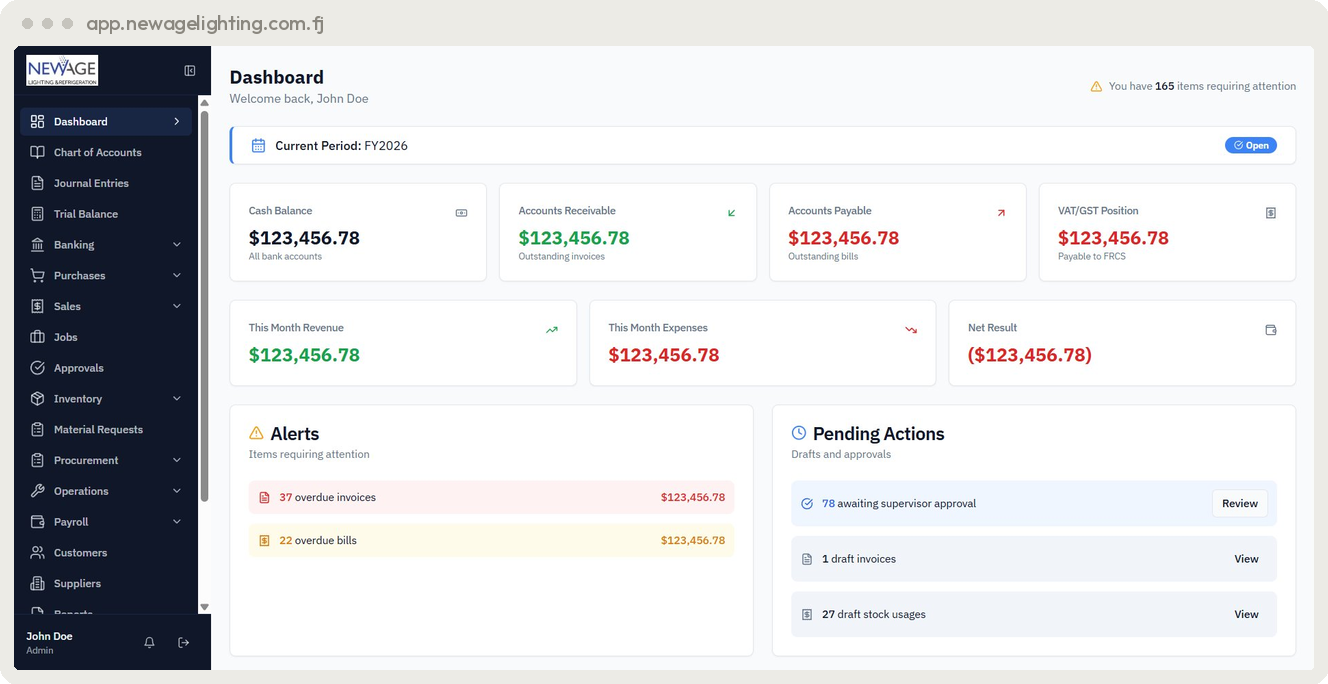 Newage ERP cloud accounting and payroll software built by SpiderWebs Solomon Islands